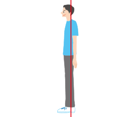 耳から肩・股関節・ひざ・くるぶしを結んだ線が、真横からみた時に直線になっている男性のイメージ